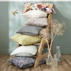 Coussin Et Housse|EMINZA Coussin rectangulaire gaze de coton (40 x 60 cm) Gaïa vichy Vert Eucalyptus