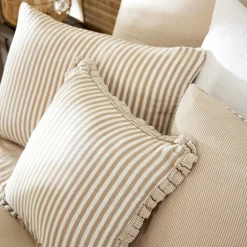 Coussin Et Housse|EMINZA Coussin rectangulaire gaze de coton (40 x 60 cm) Gaïa rayures Ficelle Rayure Ficelle