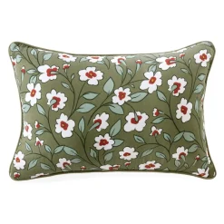 Coussin Et Housse|EMINZA Coussin rectangulaire gaze de coton (40 x 60 cm) Gaïa Marguerite Vert Romarin