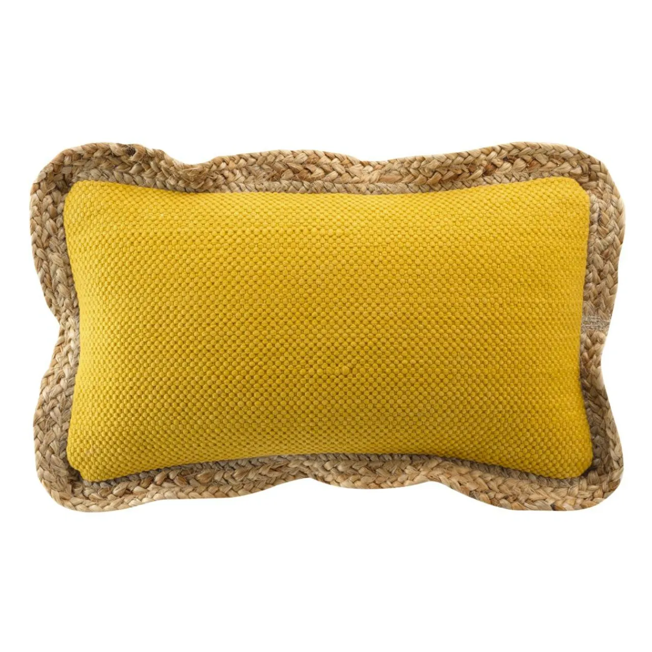 Coussin Et Housse|DOUCEUR D'INTERIEUR Coussin rectangulaire jute et coton (30 x 50 cm) Akina Jaune ocre