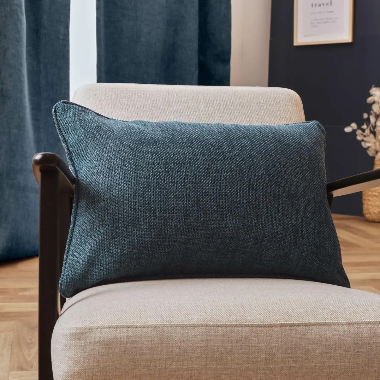 Coussin Et Housse|EMINZA Coussin rectangulaire tissé (40 x 60 cm) Alba Bleu