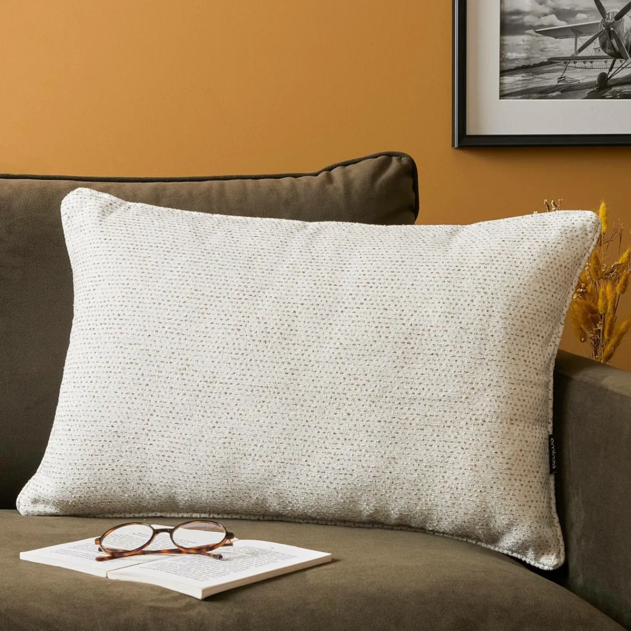 Coussin Et Housse|EMINZA Coussin rectangulaire tissé (40 x 60 cm) Oscar Ivoire