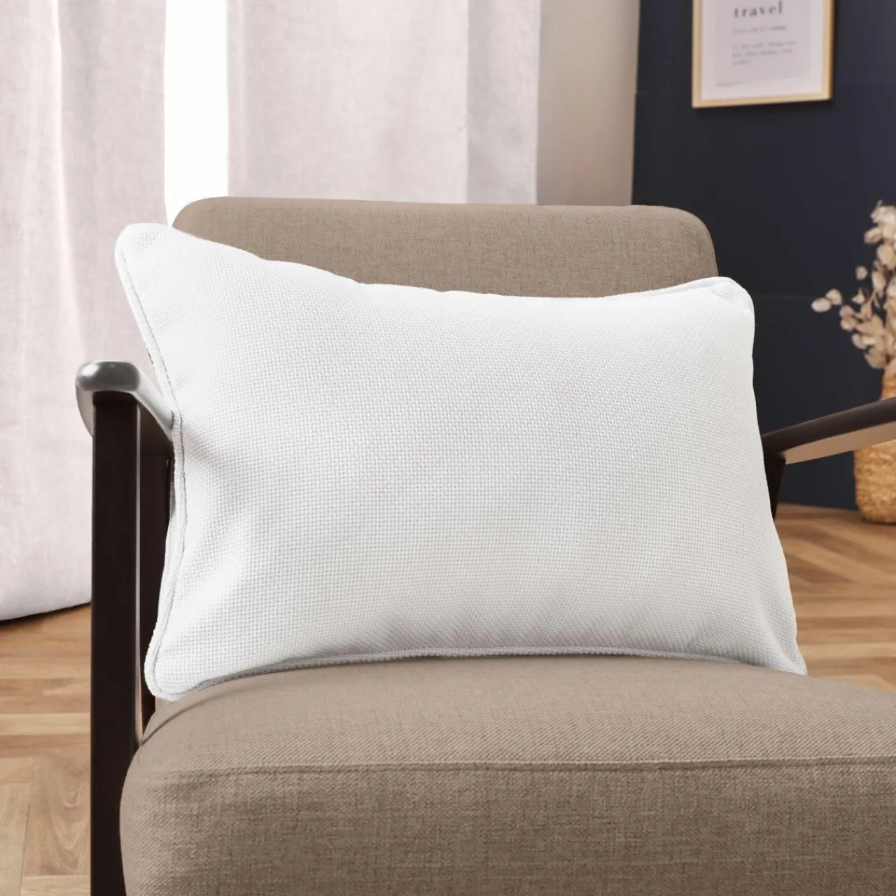 Coussin Et Housse|EMINZA Coussin rectangulaire tissé (40 x 60 cm) Alba perle Blanc