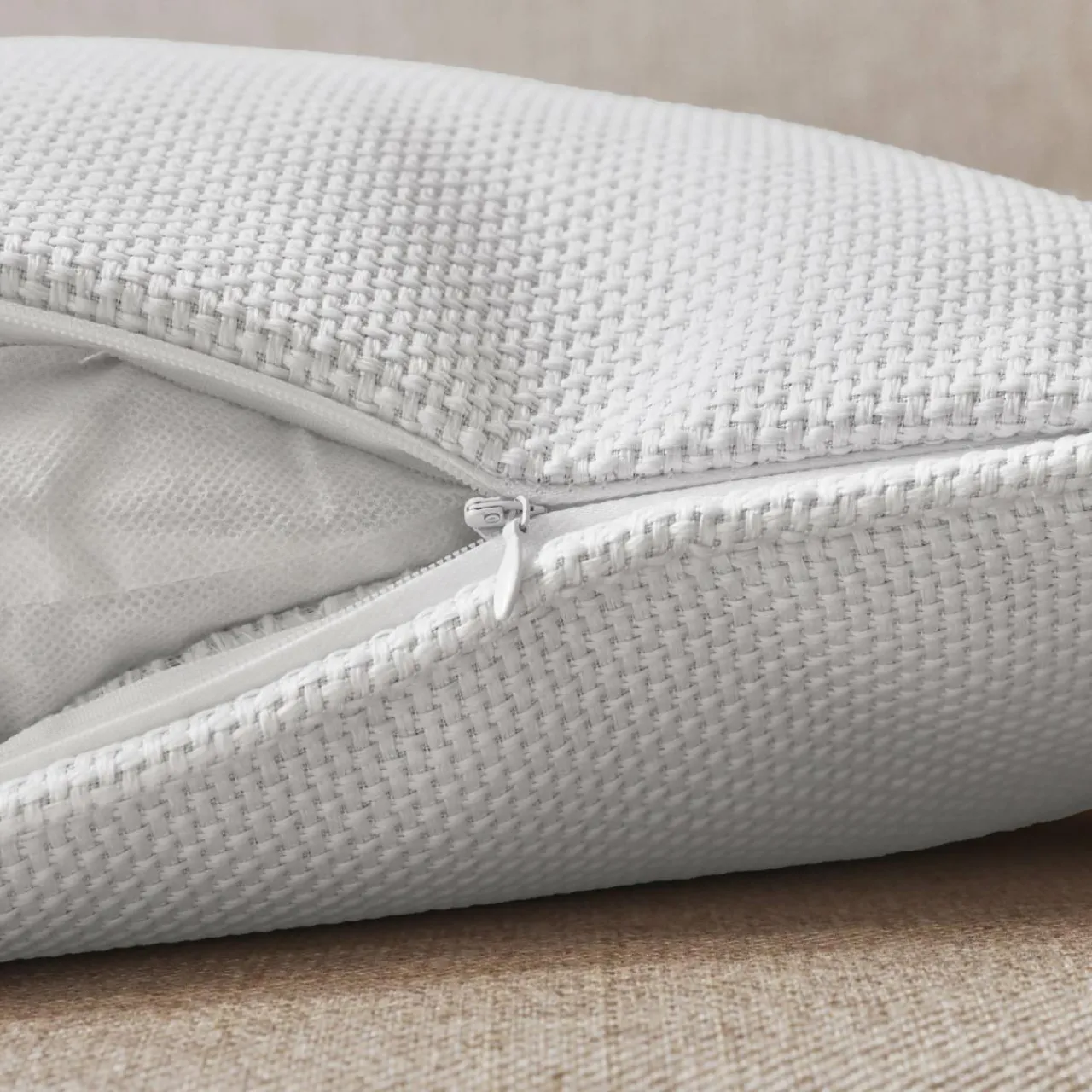 Coussin Et Housse|EMINZA Coussin rectangulaire tissé (40 x 60 cm) Alba perle Blanc