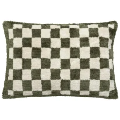 Coussin Et Housse|Atmosphera, cru017dateur d'intu017drieur Coussin rectangulaire tufté (38 x 58 cm) Damier Vert kaki