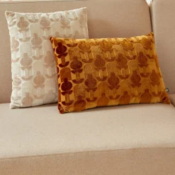 Coussin Et Housse|Atmosphera, cru017dateur d'intu017drieur Coussin rectangulaire velours (30 x 50 cm) Luna Jaune ocre