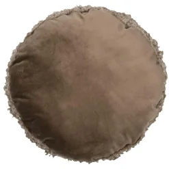 Coussin Et Housse|STOF Coussin rond bouclette (40 cm) Cosylife Taupe