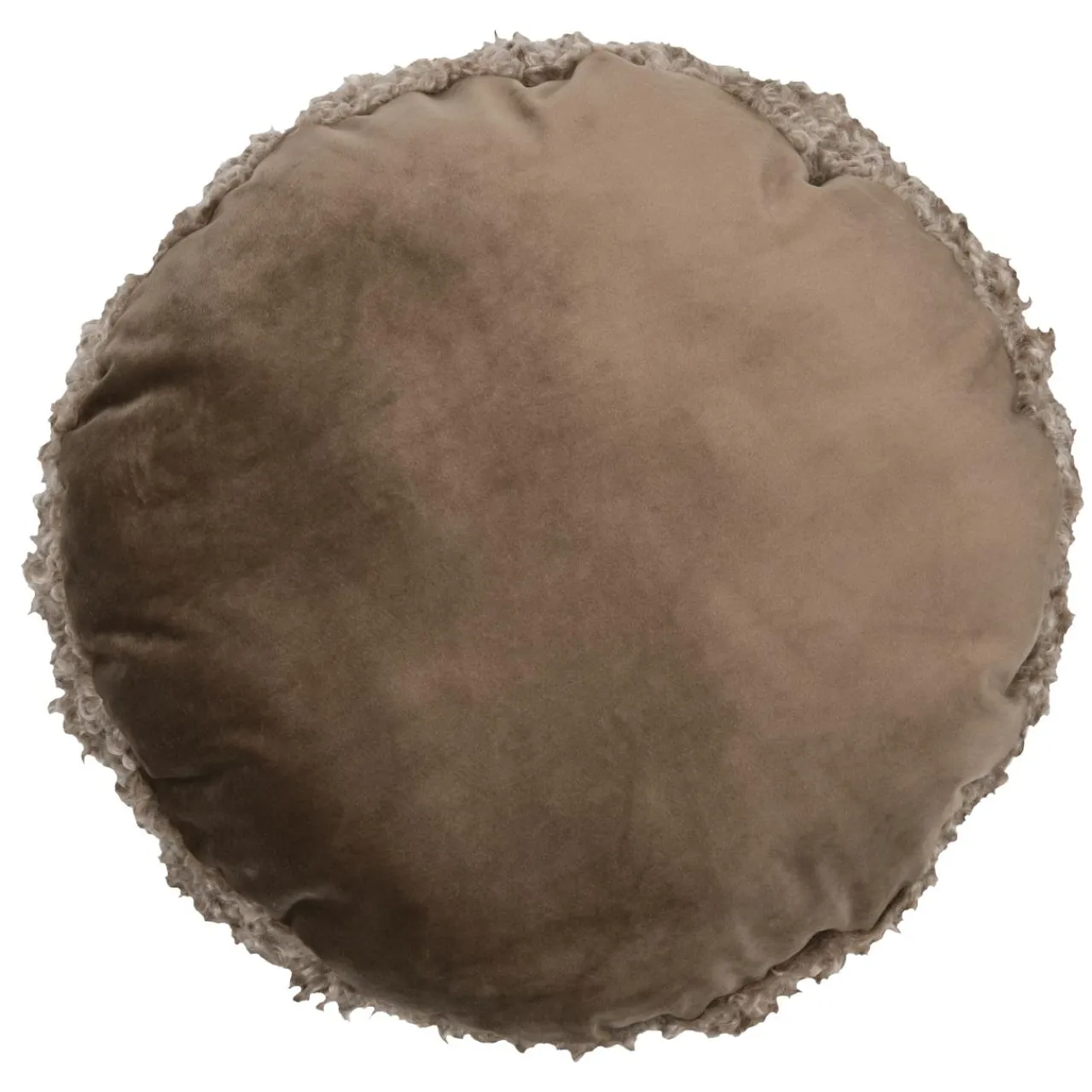 Coussin Et Housse|STOF Coussin rond bouclette (40 cm) Cosylife Taupe