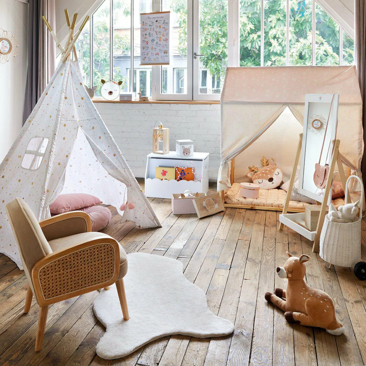 Coussin Et Plaid Enfant|Coussin Et Plaid Enfant|ATMOSPHERA Coussin rond enfant (30 cm) Tête de Biche Taupe