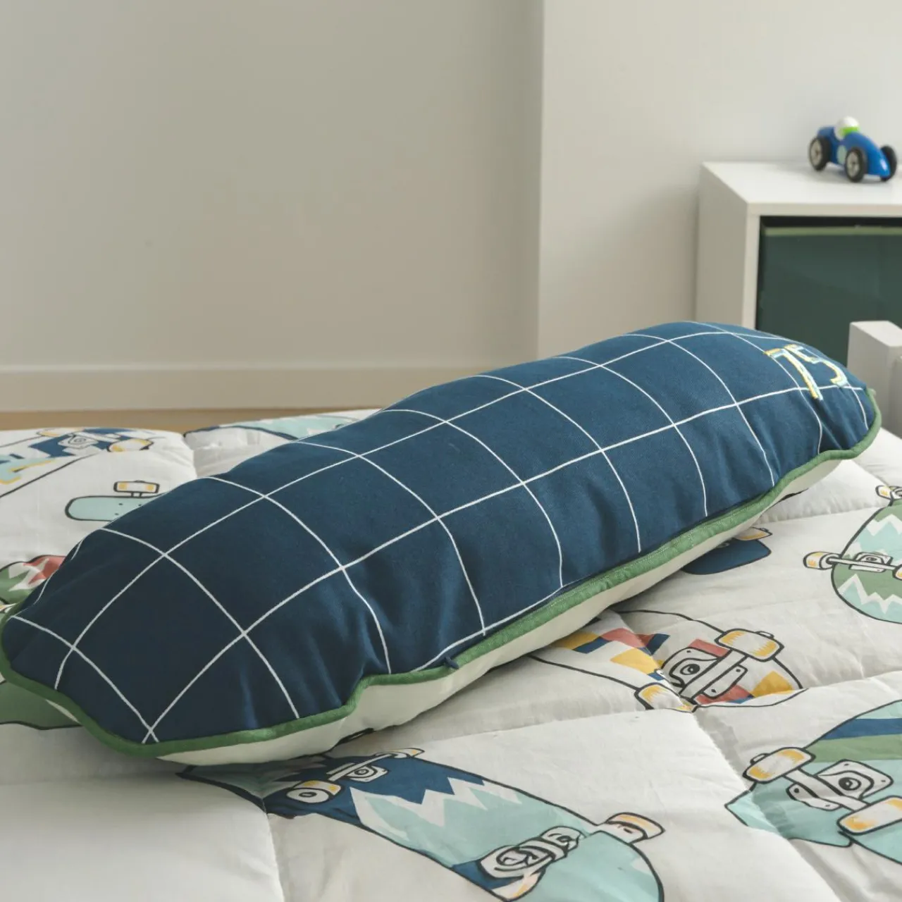 Coussin Et Plaid Enfant|Coussin Et Plaid Enfant|l'Effet Papillon Coussin rond enfant coton (65 x 25 cm) California Bleu