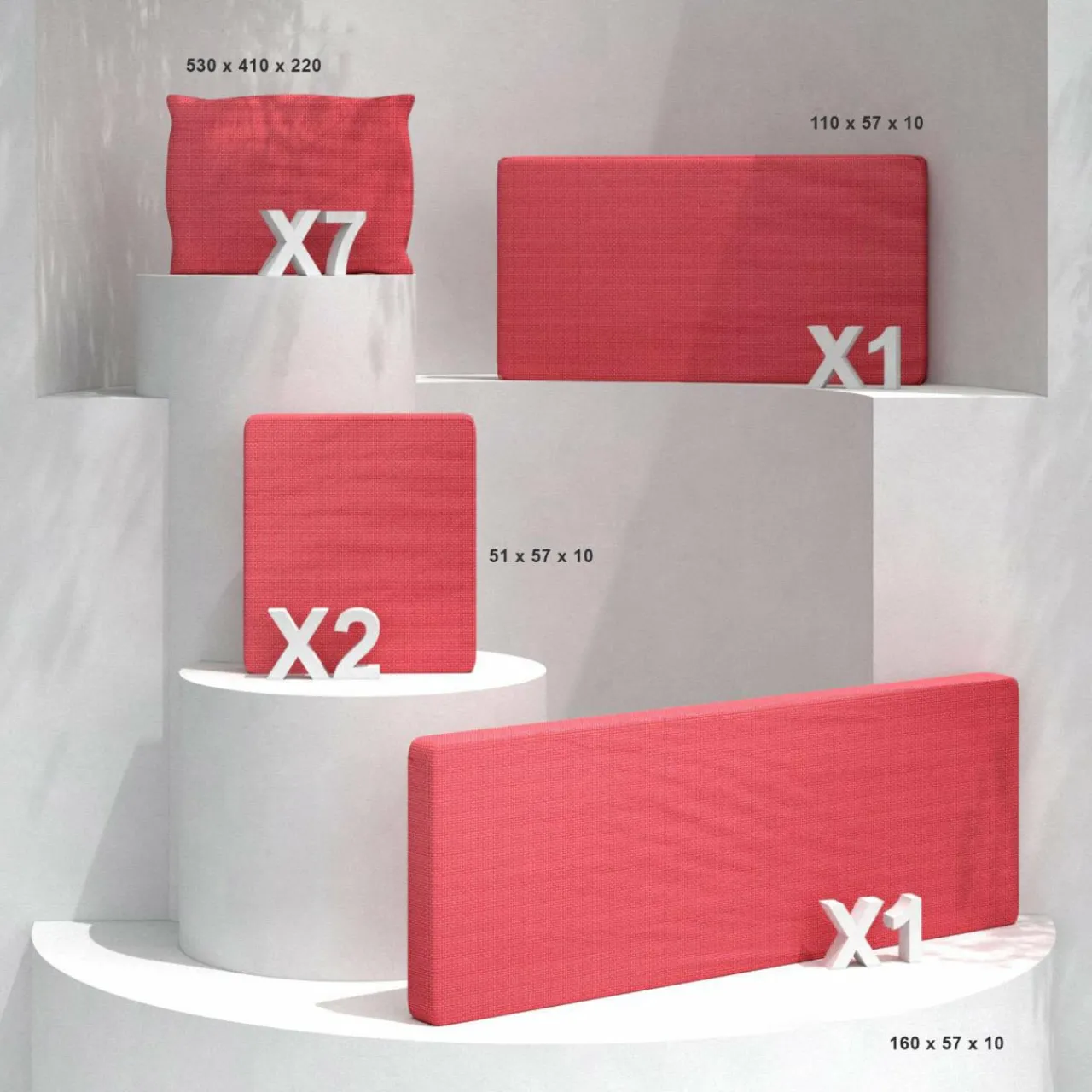 Accessoires Et Coussins|MOBELLIA Coussins de remplacement pour salon de jardin Calvi 7 places Rouge