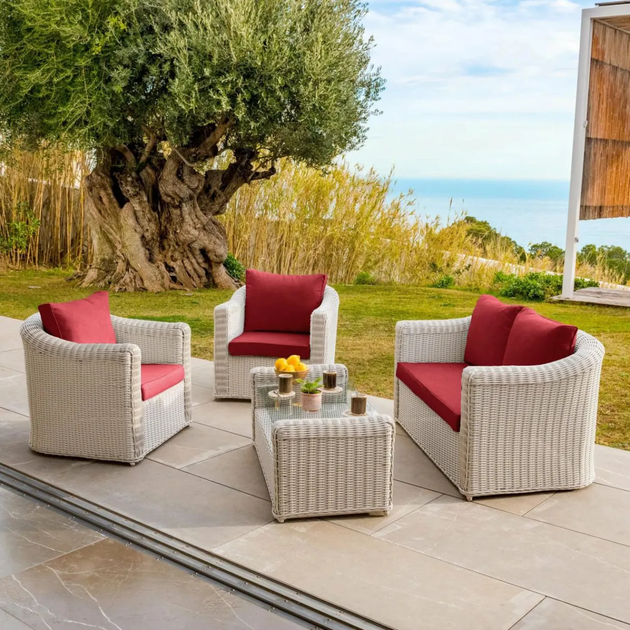Accessoires Et Coussins|MOBELLIA Coussins de remplacement pour salon de jardin Calvi 4 places Rouge
