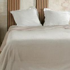 Couvre-Lit Et Édredon|LINDER Couvre lit velours (240 x 260 cm) Gaufré Ecru