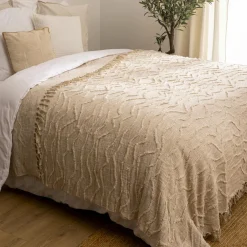 Couvre-Lit Et Édredon|ATMOSPHERA Couvre-lit coton (260 x 240 cm) Daisy Beige