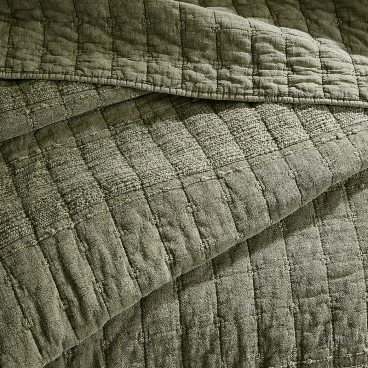 Couvre-Lit Et Édredon|EMINZA Couvre-lit coton matelassé (220 x 240 cm) Lena Vert romarin