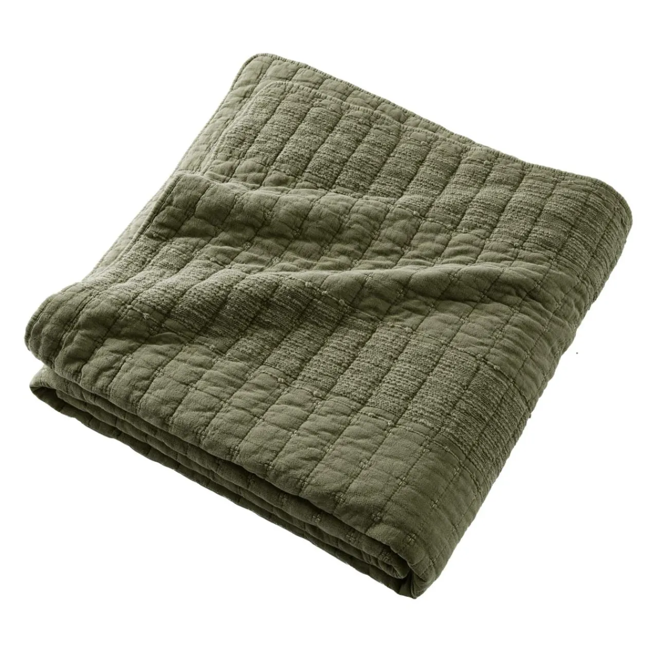 Couvre-Lit Et Édredon|EMINZA Couvre-lit coton matelassé (240 x 260 cm) Lena Vert romarin