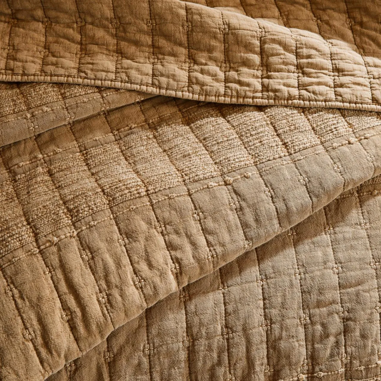 Couvre-Lit Et Édredon|EMINZA Couvre-lit coton matelassé (240 x 260 cm) Lena Camel