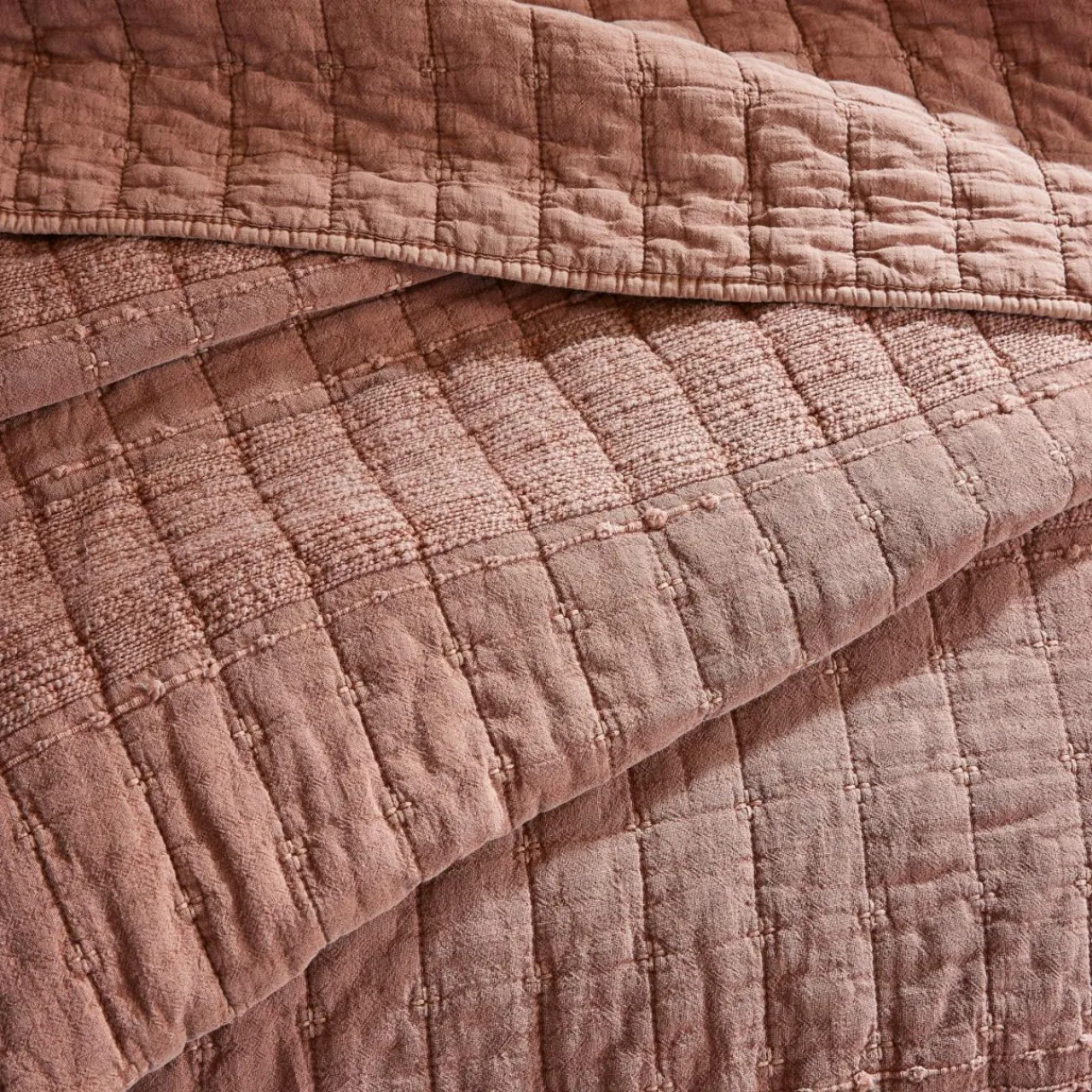 Couvre-Lit Et Édredon|EMINZA Couvre-lit coton matelassé (220 x 240 cm) Lena Terracotta