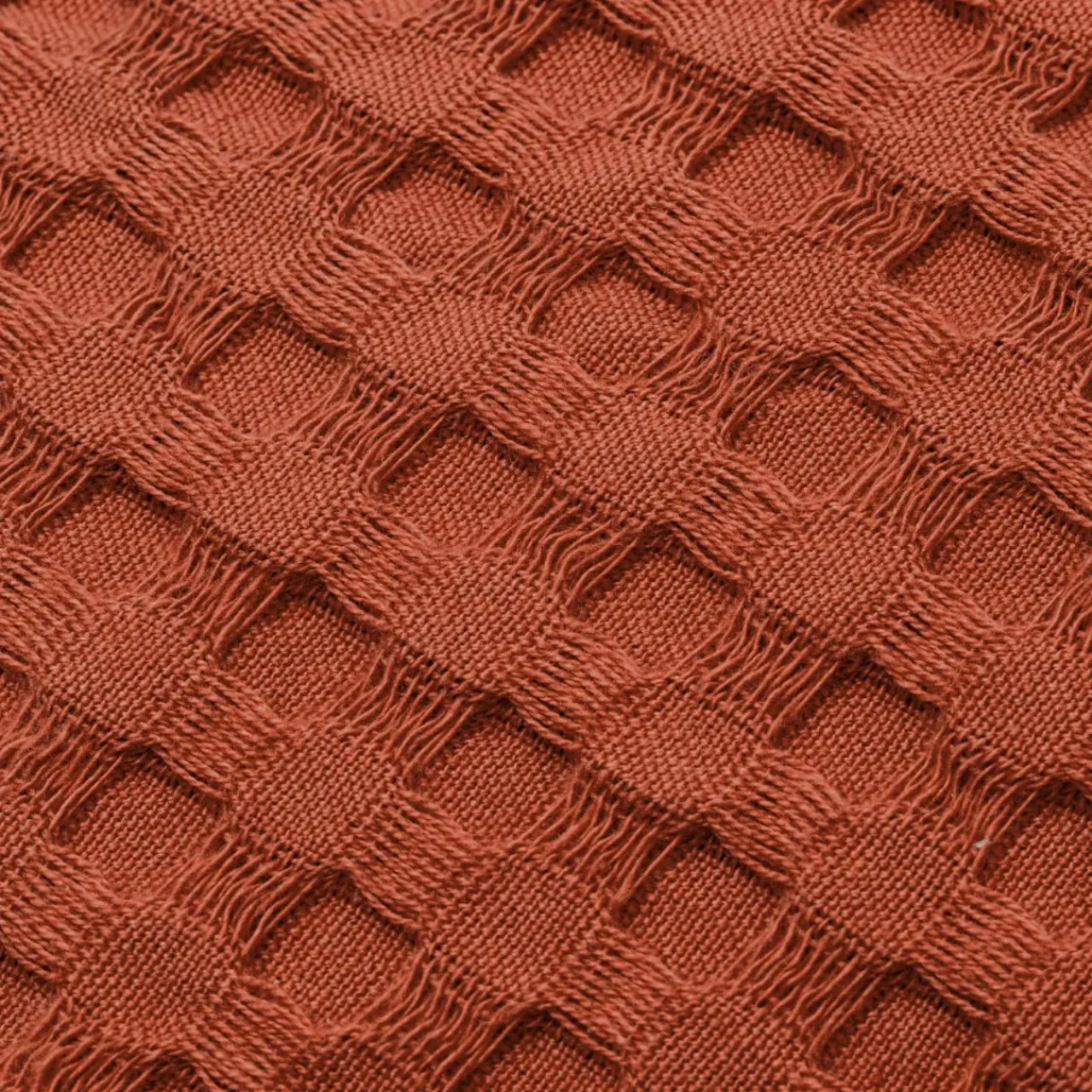 Plaid Et Jeté|Couvre-Lit Et Édredon|EMINZA Couvre-lit coton nid d'abeille (180 x 220 cm) Maya Terracotta