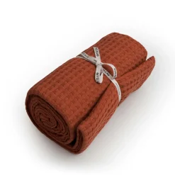 Plaid Et Jeté|Couvre-Lit Et Édredon|EMINZA Couvre-lit coton nid d'abeille (180 x 220 cm) Maya Terracotta