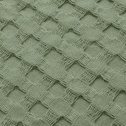 Plaid Et Jeté|Couvre-Lit Et Édredon|EMINZA Couvre-lit coton nid d'abeille (220 x 250 cm) Maya Vert romarin