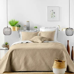 Couvre-Lit Et Édredon|douceur d'intu017drieur Couvre-lit matelassé et deux taies d'oreiller (240 x 260 cm) Romane Beige