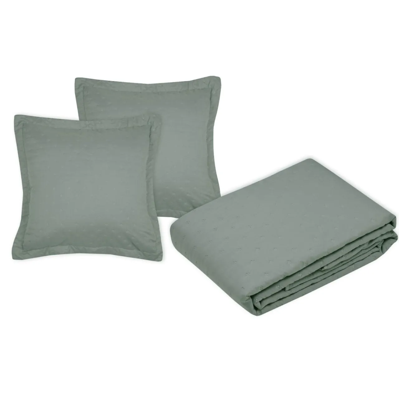 Couvre-Lit Et Édredon|STOF Couvre-lit matelassé et deux taies d'oreiller (260 x 240 cm) Cléo Vert sauge