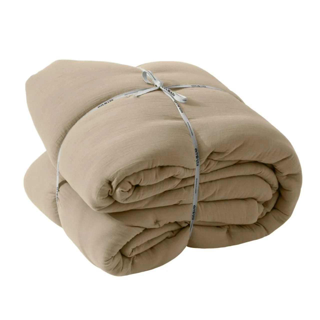 Couvre-Lit Et Édredon|EMINZA Couvre-lit matelassé gaze de coton (240 x 220 cm) Gaïa Ficelle