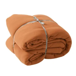 Couvre-Lit Et Édredon|EMINZA Couvre-lit matelassé gaze de coton (240 x 220 cm) Gaïa Abricot