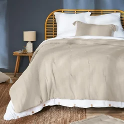 Couvre-Lit Et Édredon|EMINZA Couvre-lit matelassé gaze de coton (260 x 240 cm) Gaïa pampa Beige
