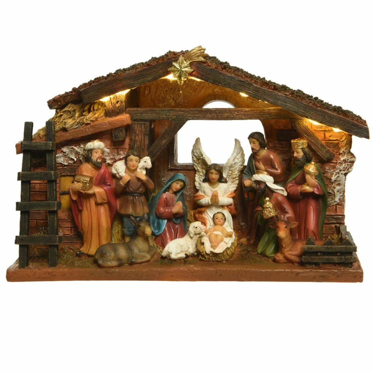 Crèche De Noël|KAEMINGK Crèche de Noël complète et lumineuse (H15 cm) Sainte-Julia