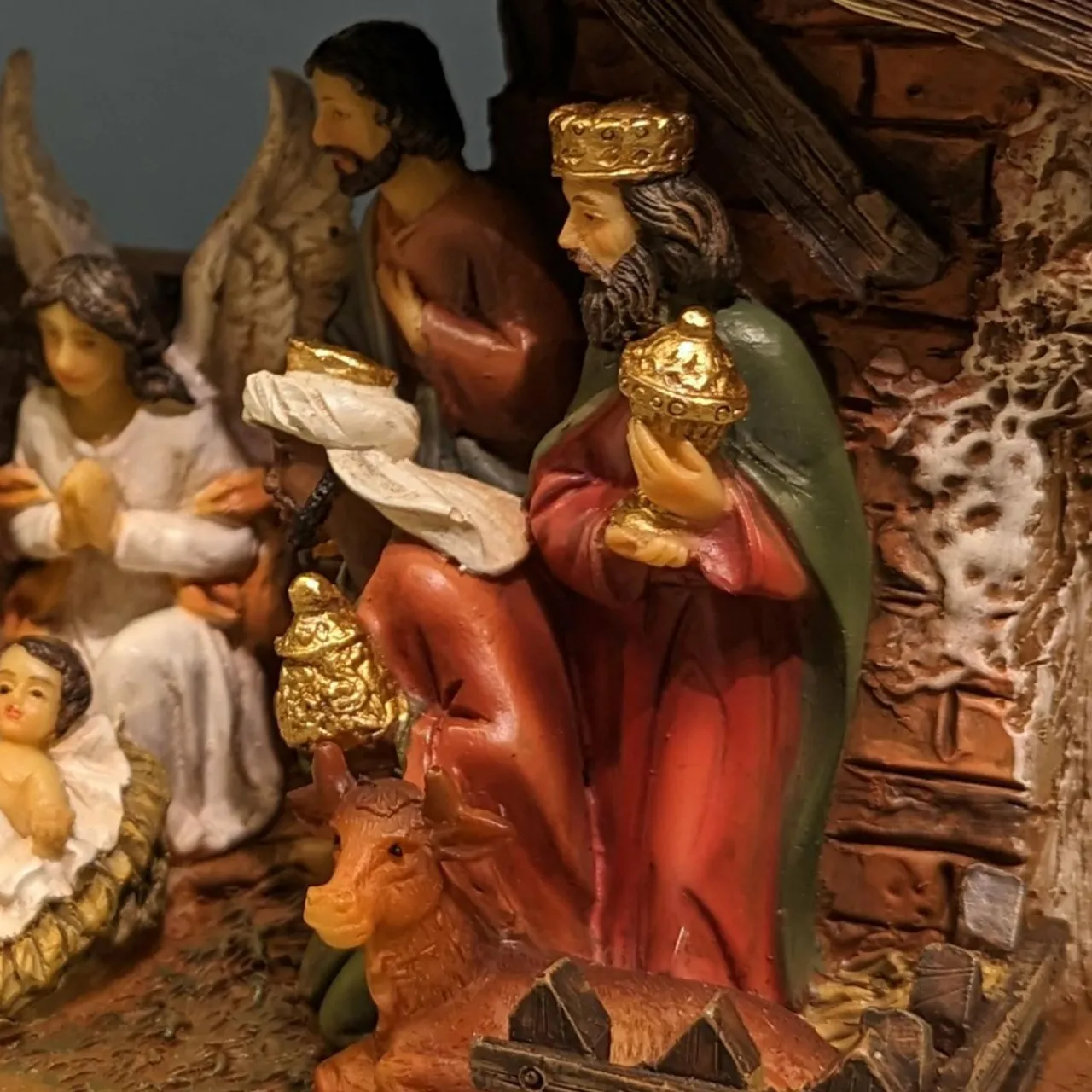 Crèche De Noël|KAEMINGK Crèche de Noël complète et lumineuse (H15 cm) Sainte-Julia