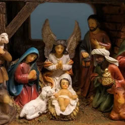 Crèche De Noël|KAEMINGK Crèche de Noël complète et lumineuse (H15 cm) Sainte-Julia