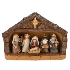 Crèche De Noël|KOOPMAN Crèche de Noël complète (H18,5 cm) Sainte-Martine Marron