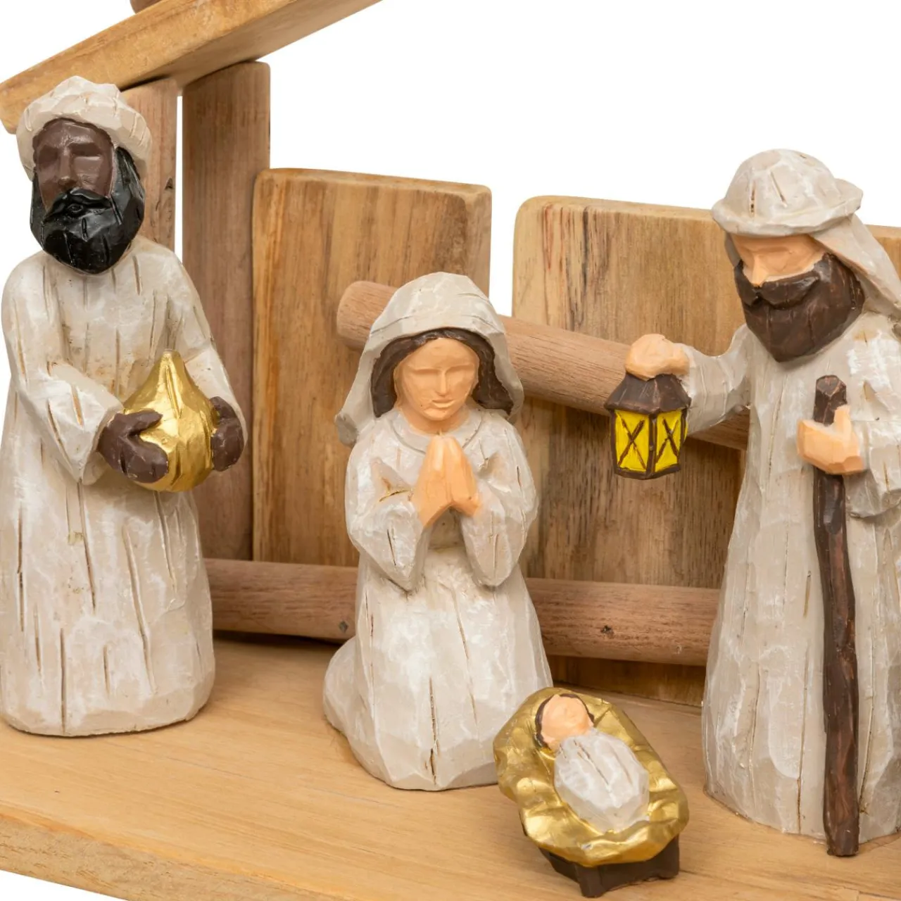 Crèche De Noël|JJA Crèche de Noël complète (H30 cm) Sainte-Carmen Naturel