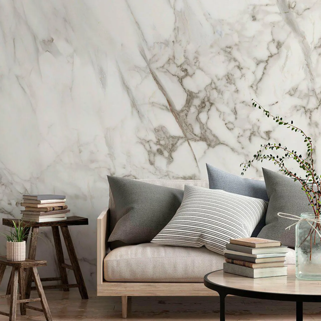 Décoration Murale Adhésive|MOTIF Décoration murale adhésive (257 x 260 cm) Brown Jasper Gris