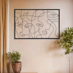 Toile, Cadre, Déco Murale|EMINZA Décoration murale en métal (90 x H60 cm) Poker face Noir