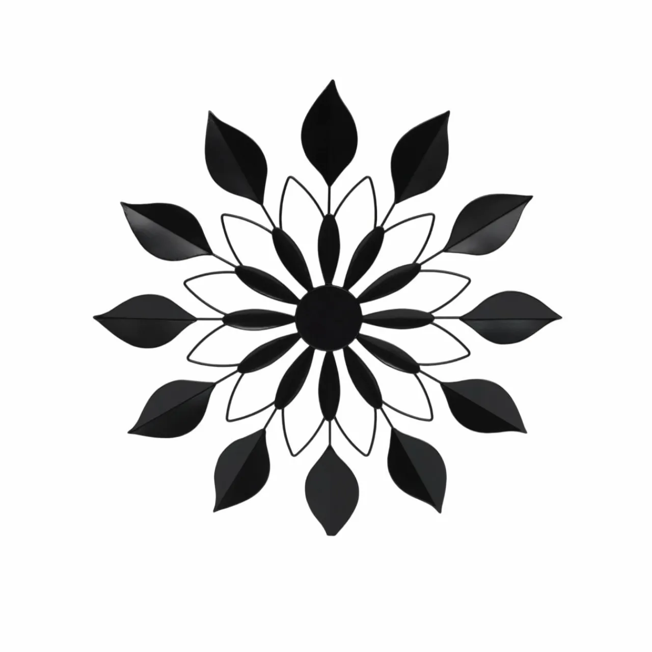 Toile, Cadre, Déco Murale|EMINZA Décoration murale en métal (D71 cm) Fleur Noir