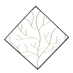 Toile, Cadre, Déco Murale|EMINZA Décoration murale en métal (H49,5 cm) Arbre contemporain et doré Noir