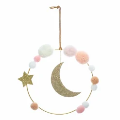 Objet Déco Enfant|Atmosphera createur d'interieur for kids Décoration murale enfant métal (H21.5 cm) Lune Rose