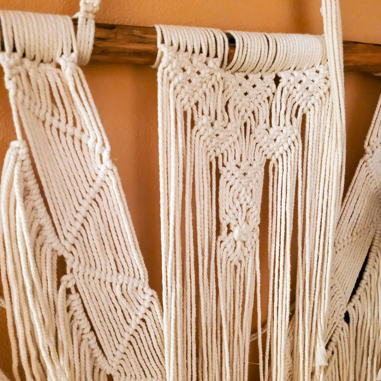 Toile, Cadre, Déco Murale|#N/A Décoration murale Macramé en coton (H100 cm) Beige