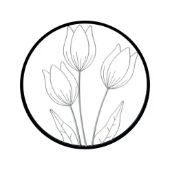 Toile, Cadre, Déco Murale|EMINZA Décoration murale ronde en métal (D46 cm) Tulipe Noir