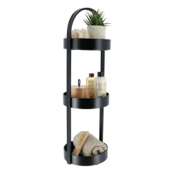 Meuble Salle De Bain|Rangement Salle De Bain|TENDANCE Desserte 3 niveaux en métal (H73 cm) Homy Noir