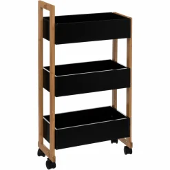 Desserte, Meuble|ATMOSPHERA Desserte de cuisine 3 niveaux (H80 cm) Noir