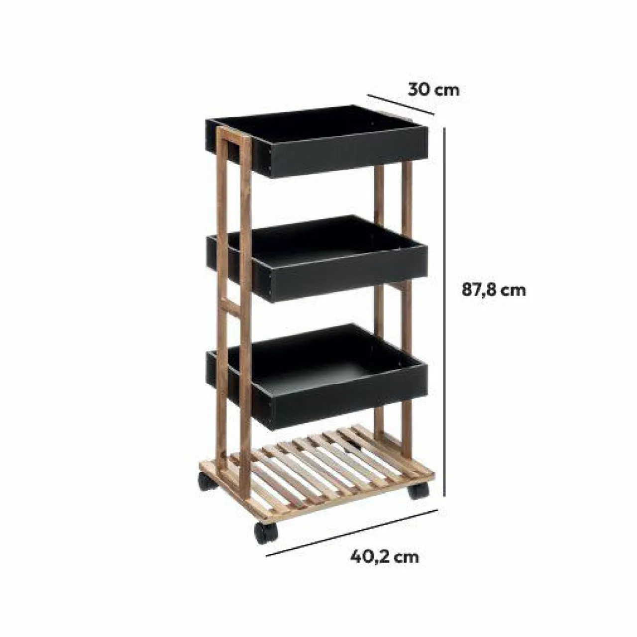 Desserte, Meuble|5 Five Simply Smart Desserte de cuisine 4 niveaux (H88 cm) Natureo Noir