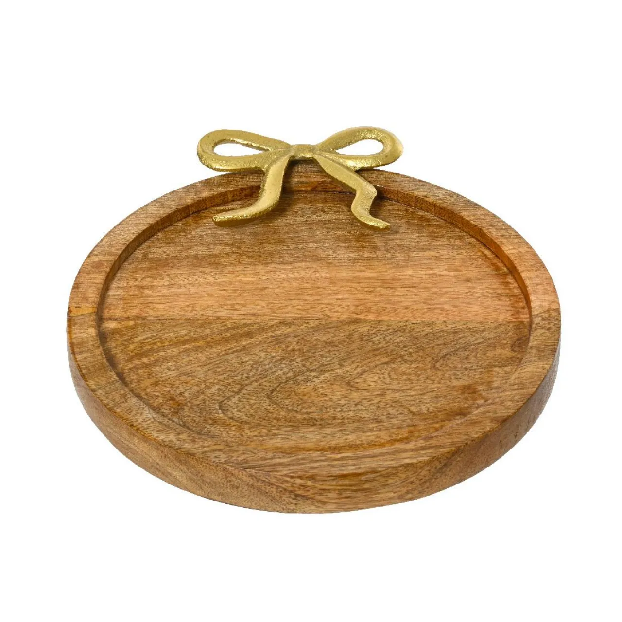 Vaisselle De Noël|KAEMINGK Dessous d'assiette en manguier (D33 cm) Nœud en or Bois