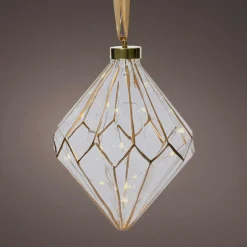 Déco Et Objet De Noël|Déco Et Objet Lumineux|KAEMINGK Diamant lumineux à piles 15 LED (H20 cm) Vintage /blanc chaud Or