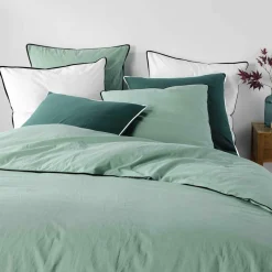 Drap Housse|DOUCEUR D'INTERIEUR Drap housse coton lavé (140 x 190 cm) Linette Vert sauge