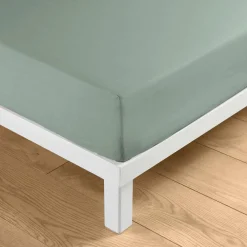 Drap Housse|douceur d'intu017drieur Drap housse coton lavé (140 x 190 cm) Linella sauge Vert