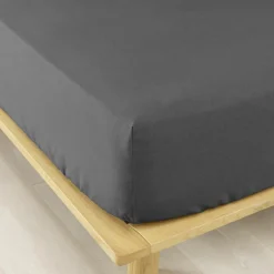 Drap Housse|EMINZA Drap housse flanelle de coton (140 x 190 cm) Nina Gris Anthracite
